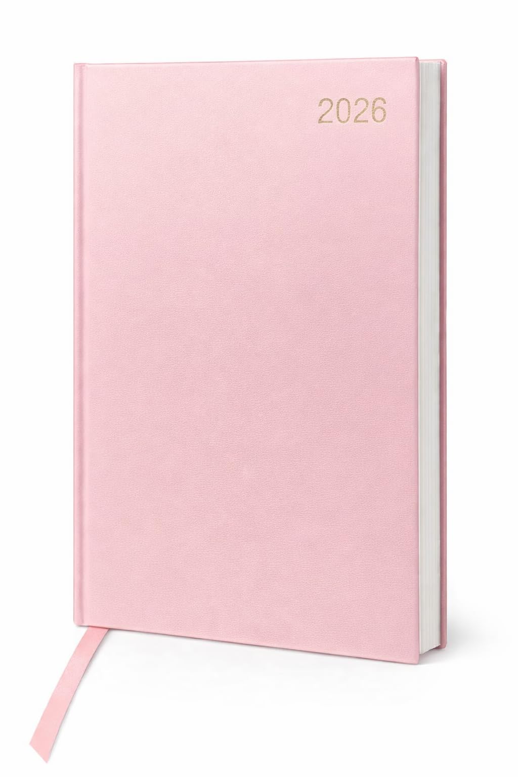 2026 A4 Weekly Diary – Light Pink Hardcover Planner | Week to View 12 Month Organiser | Professional Work & Study Planner | UK Bank Holidays | Ribbon Marker | Jan 2026–Mar 2027