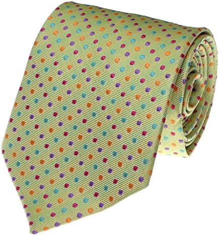 Pale Green with Multi Color Polka Dot Men's Necktie