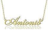 AOLO Antonio Heart Name Necklace 18k Gold Plated