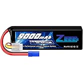 Zeee 4S Lipo Battery 9000mAh 14.8V 100C Soft Case Battery EC5 Connector with Metal Plates for RC Car RC Truck RC Tank RC Mode