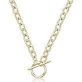 Avanlin Toggle Necklace 14K Gold Plated Paperclip Chain Choker Stainless Steel Cable Necklaces Jewelry for Women