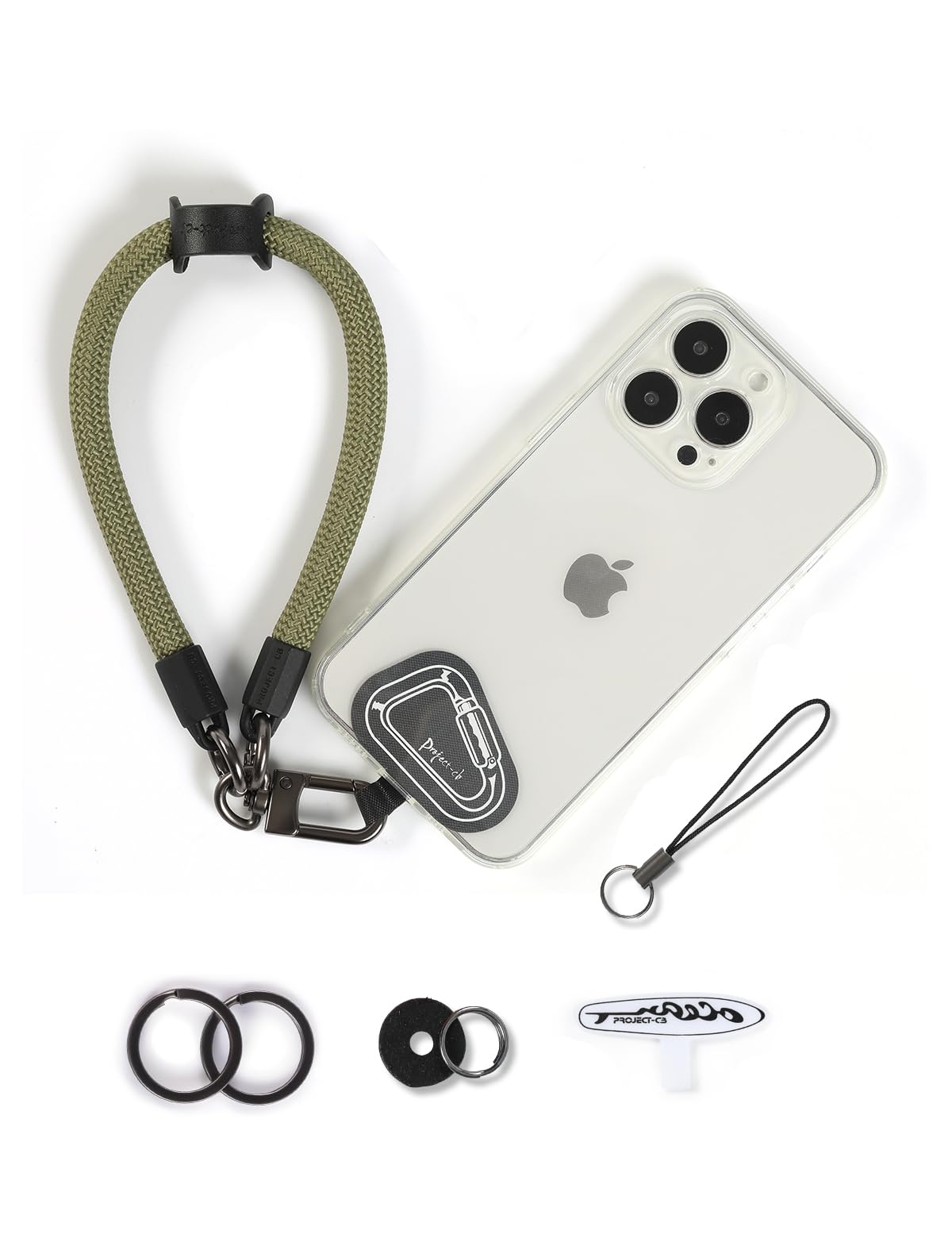 project-cb Hand Wrist Phone Strap,Tether Tab 2,Cell Phone Case Holder,Wristlet Strap for Camera,Lanyard Patch (Green, 30cm)