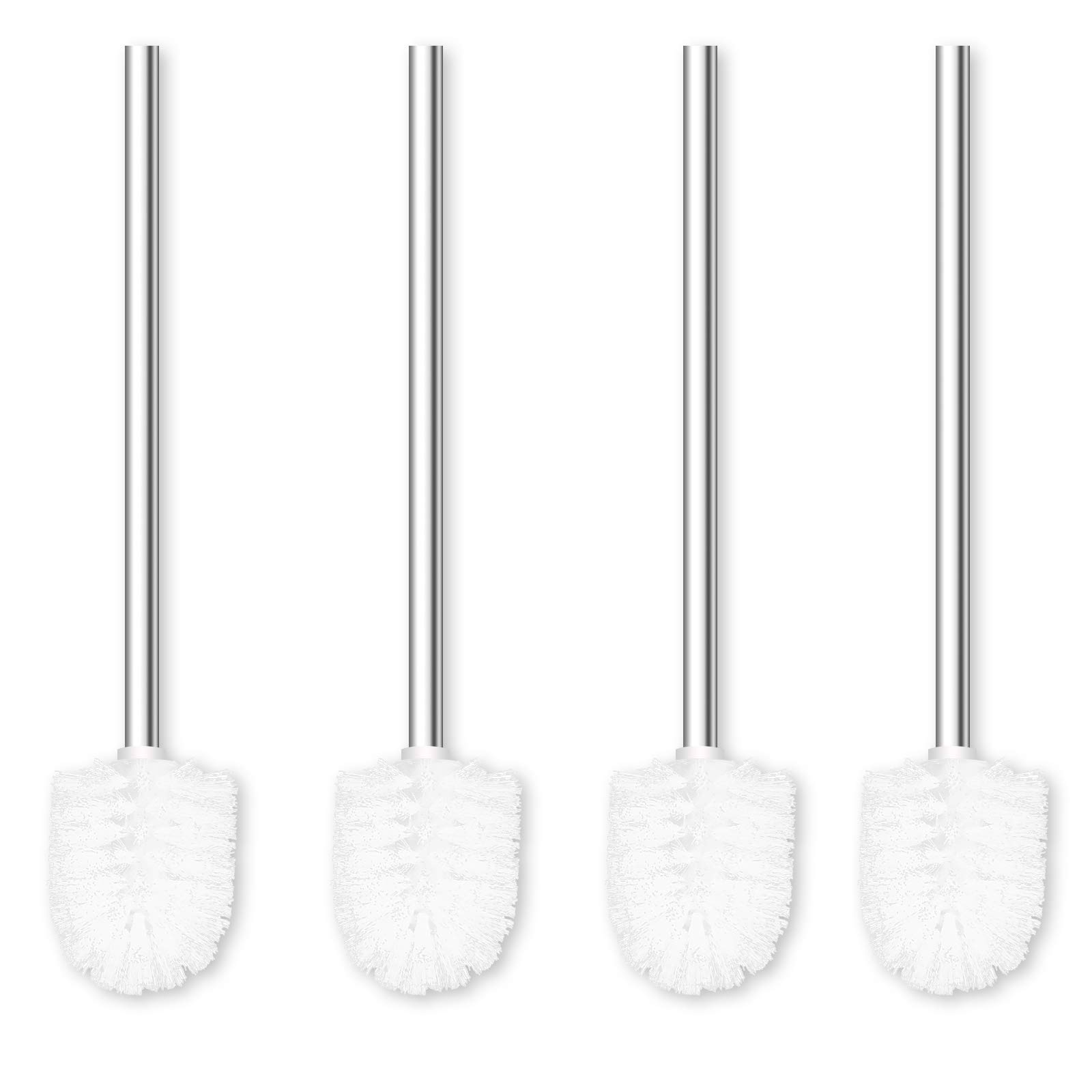 Qulable Toilet Brushes Stainless Steel Toilet Brush with Flexible Soft Hygienic Bristle, 4 Pack (White)