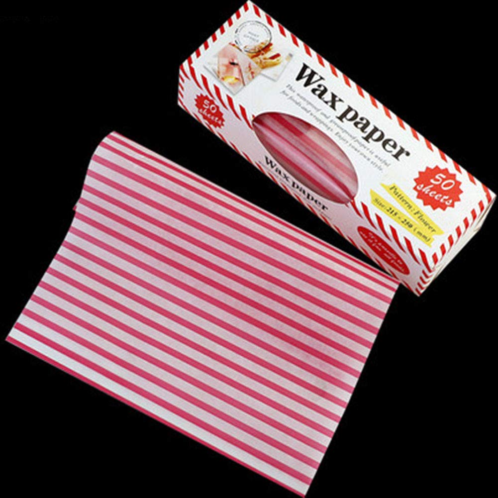 Food Package Hot Dog Wrapper Wax Paper Food Tissue 50pcs/Pack,8.4x9.8 inches,Red Stripe