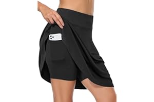 Fulbelle Golf Skorts Skirts for Women with 3 Pockets 20" Knee Length High Waisted Skorts