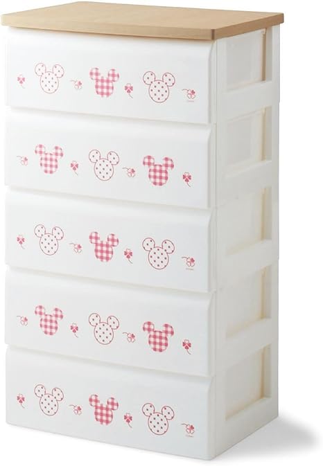 Amazon Co Jp ベルメゾン ディズニー チェスト 子ども用チェスト ミッキーモチーフ 本体 ホワイト 柄 ピンク ５段 ホーム キッチン