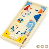 Costzon Wooden Pinball Machine, Scoring Rotating Track Tabletop Game w/ 3 Balls for Kids 8+ &amp; Adults, Marble Pinball for Hand-Eye Coordination, Stress Relief Office Desk or Family Party, Shooting Game