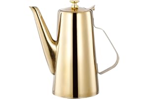 Golden Stainless Steel Oil Dispenser Bottle, 2L Long Spout Olive Oil Dispenser, Vinegar Soy Sauce Can, Olive Storage Containe