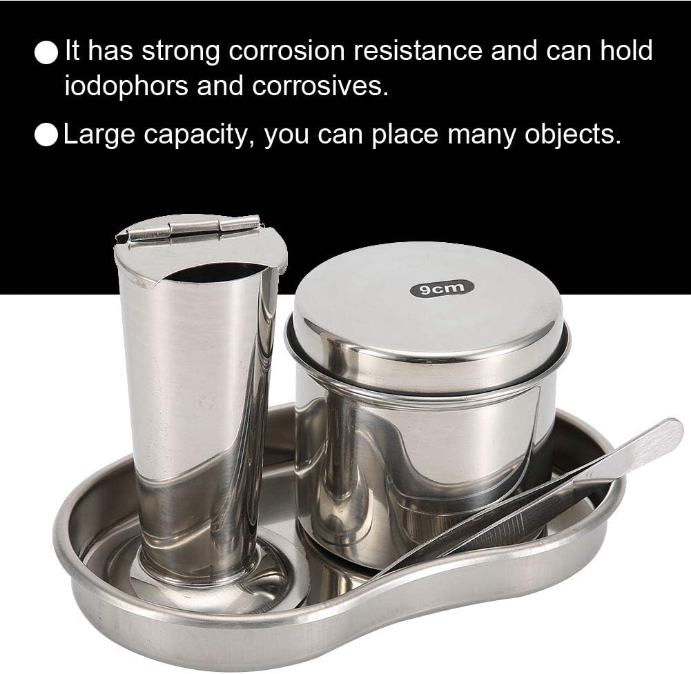 Tattoo Disinfection Kit, Stainless Steel Durable Sterilizer Tool Kits, 4 Pieces Fully Equipped Disinfection Kit Inclued Tweezers Tattoo Tray Cleaning Barrel Tattoo Sterilization Tank (M) - Image 5