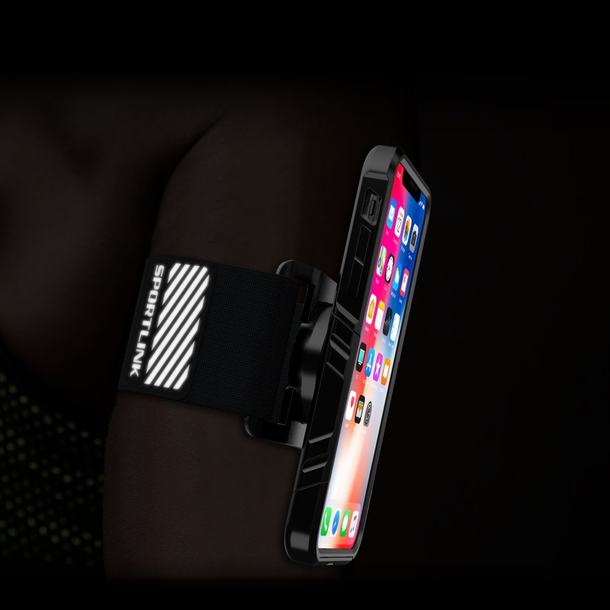 Sportlink Run Kit for iPhone X / iPhone 10, Sports Wristband Phone Holder, Workout iPhone Armband for Cycling Gym Jogging Running (Black)