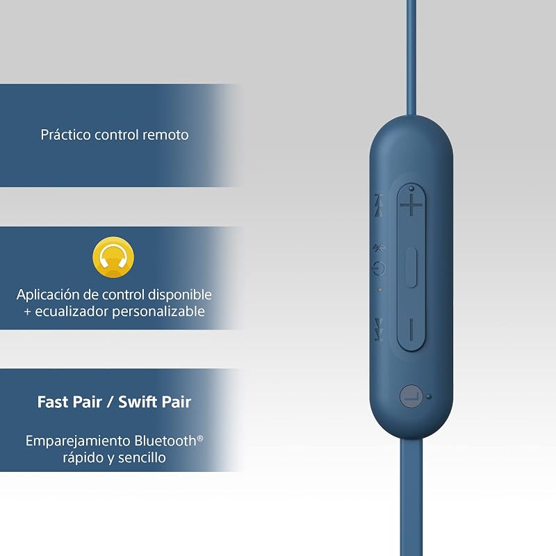 Auscultadores sem fios WI-C100 - até 25 horas de autonomia, microfone incorporado para chamadas telefónicas, compatíveis com assistentes de voz, conectividade Bluetooth, azul
