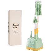 Malalife 3 in 1 Baby Silicone Bottle Brush Set, Multipurpose Bottle Cleaner, Bottle Brush with Storage Holder, Food Grade Silicone, Effortless Scrubbing, Baby Bottle Cleaning Brush (Green)