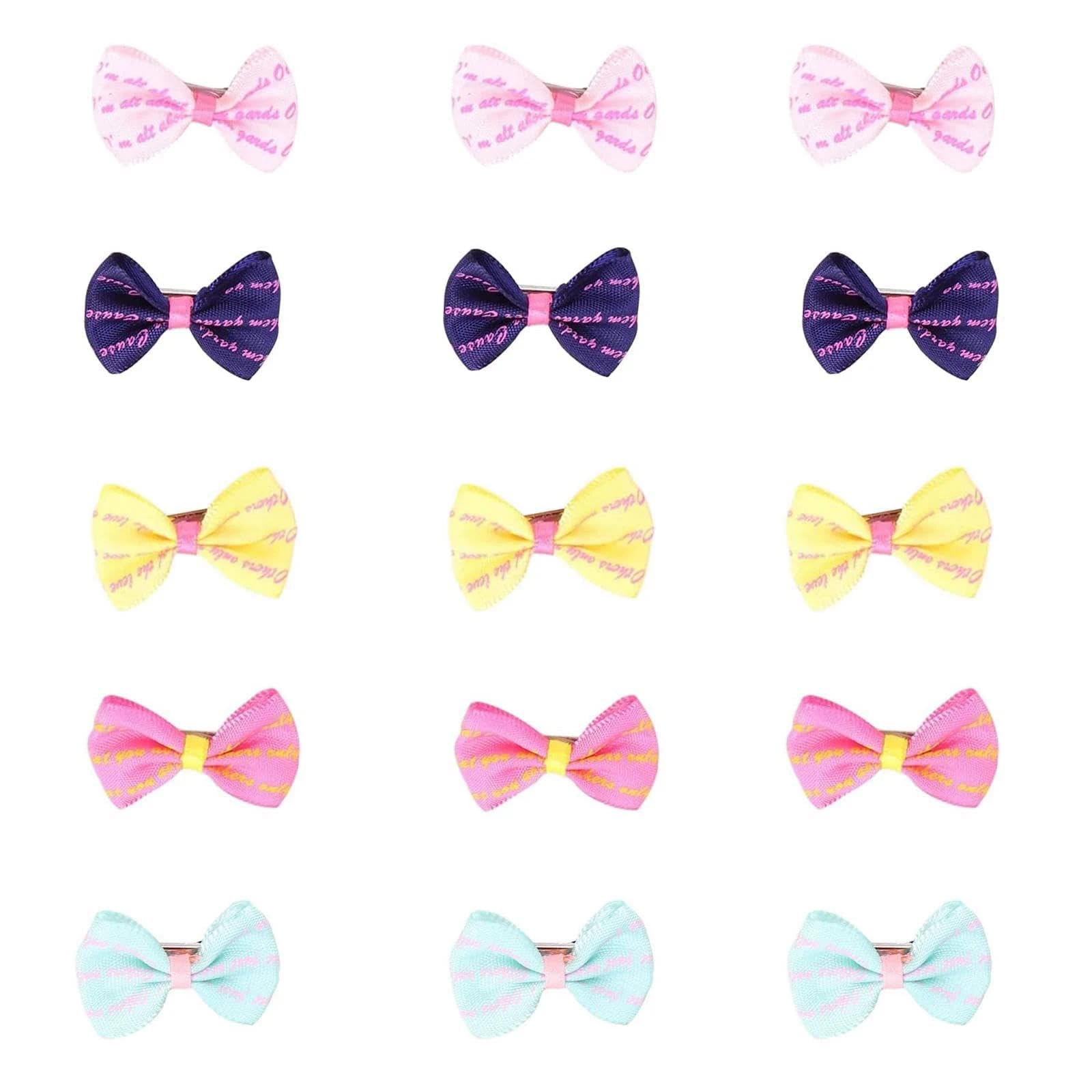 JYTDBCS 15Pcs Puppy Dog Hair Bow with Alligator Clips Pet Hair Bows Pet Grooming Hairpin Kitten Bow Barrettes Small Dogs Bowknot Hair Clip for Puppies Cats and Other Small Pets