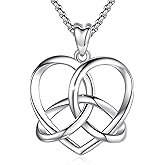LOOVE Pentagram Necklace Sterling Silver Triple Moon Goddess/Celtic Knot Witches Knot/Ankh/Sun and Moon/Hecate/Lilith/Santa Muerte/Tetragrammaton Pendant Necklace Pagan Wiccan Magic Egyptian Amulet Jewelry for Women Men