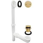 Westbrass 593244-03 White 1-1/2" Tubular Tip Toe Bath Waste Drain Kit, Polished Brass