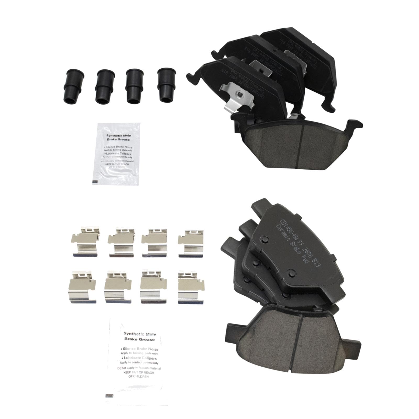 TRQ Front and Rear Brake Pad Set Ceramic Hardware Compatible with 2011 Volkswagen Jetta Image