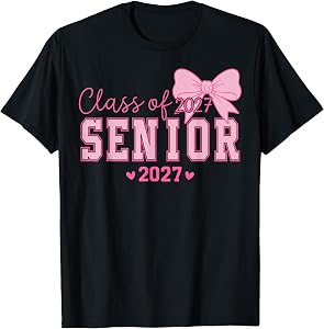 Senior 2027 Class of 2027 Coquette Pink Bow Graduation 2027 T-Shirt