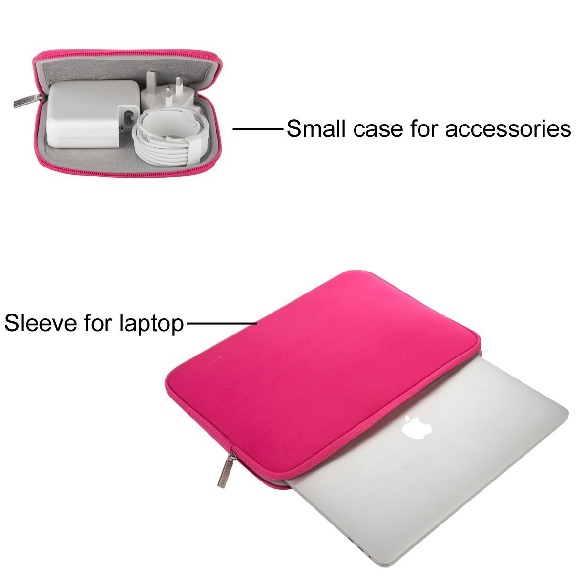 MOSISO Laptop Sleeve Bag Compatible 15 Inch New MacBook Pro with Touch Bar A1990 & A1707 2018 2017 2016 with Small Case, Also Compatible 14 Inch Ultrabook, Water Repellent Lycra Cover, Rose Red