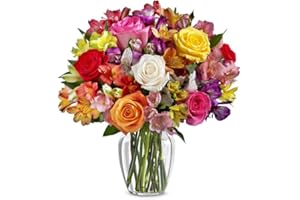 From You Flowers - Bright & Sunny Rose Bouquet with Glass Vase | Fresh Flower Bouquets for Birthday, Anniversary, Get Well or Celebration