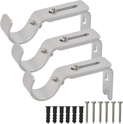 juego de 3 soporte de cortina gancho de soporte de cortina soporte para barra de cortina de metal barra de cortina con tornillos y tubos de