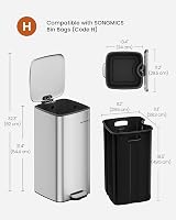 SONGMICS 8-Gallon Stainless Steel Pedal Bin with Inner Bucket LTB593E01 view 7