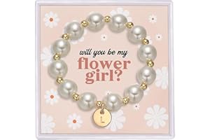 GINAZL Flower Girl Proposal Gifts, Initial A-Z Bracelet Will You Be My Flower Girl Gift Thank You for Being Our Flower Girl Gift.
