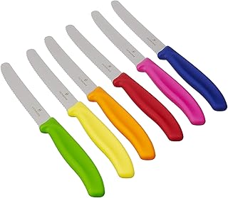 Victorinox 6-teiliges Tafelmesser-Set mit Wellenschliff in Grün, Rot, Blau, Gelb, Pink, Orange