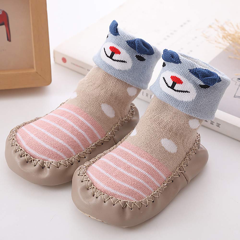 Bovake Toddler Anti Slip Sock Shoes Slipper Socks Baby Boy Girl Socks Cotton Children Floor Socks Anti Slip Baby Step Socks Thick Warm Socks First Walking Shoes