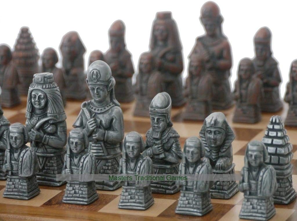Berkeley Ancient Egyptian Metallic Chess Set (steel and copper finish, board not included)
