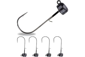 Reaction Tackle Ned Rig Tungsten Jig Heads - Mushroom Head Shroom Jigs, Bass Fishing Lures, Tackle Finesse Jig Fishing Hooks