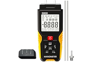 SOONKODA Digital Air Pressure Meter,+/-36.80kPa 147.7inH20 Dual-Port Manometer,Differential Pressure Gauge for air Conditioning Systems,Ventilation ducts,HVAC,Gas Pressure Tester