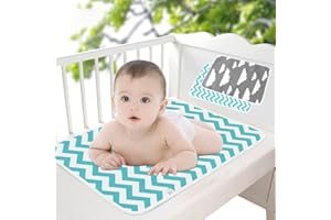 Baby Diaper Changing Pad, Maveek 2 Pack Waterproof Change Mats Infants Portable Diaper Changer Mat for Home,Travel and Outside Activity (Grey&Green)