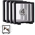 4 Set 5.5 Inch 3D Floating Display Frame Case for Jewelry, YITOU Challenge Coin Display Frame Display Stands Case Holder for Fossil, Rock, Gemstones, Megladon Tooth, Specimens, Floating Frame Case