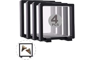 4 Set 5.5 Inch 3D Floating Display Frame Case for Jewelry, YITOU Challenge Coin Display Stands Case Holder for Fossil, Rock, Gemstones, Megladon Tooth, Specimens, Floating Frame Case