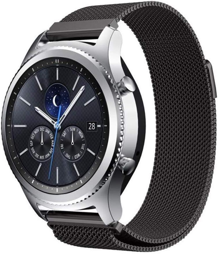 Dealfreez SIKAI Milanese Loop 22mm Metal Stainless Steel Band for Samsung Gear S3 Classic/Frontier/Samsung Galaxy Watch46mm / Fossil Q Founder/Fossil Q Grant/Amazfit Pace/Stratos (Black)