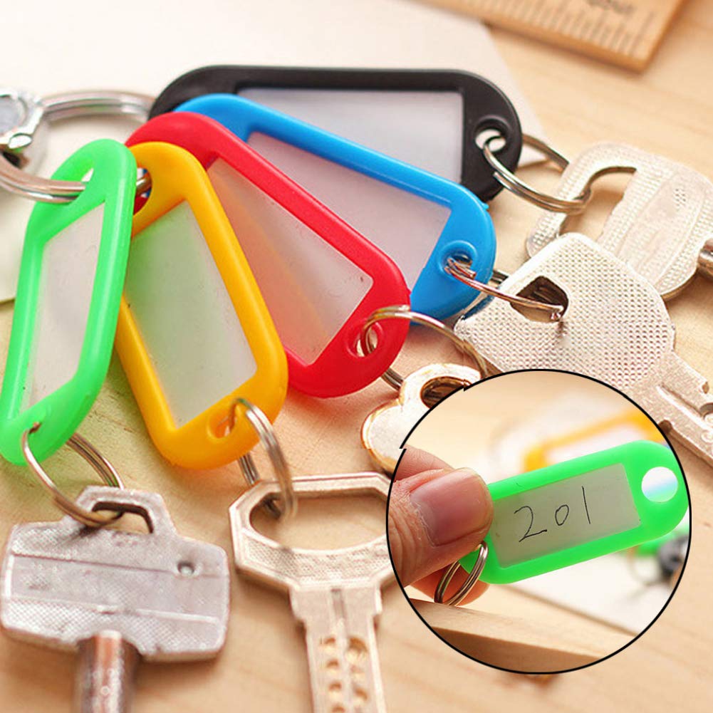 Koogel Schlüsselanhänger Beschriftbar, 48 Stück Schlüsselschilder Etiketten Schlüsselanhänger zum Beschriften mit Ring