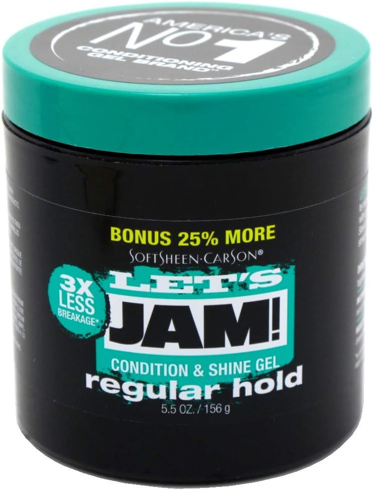 Lets Jam Condition & Shine Gel Regular Hold 5.5 Ounce Jar (162ml) (Pack of 3)