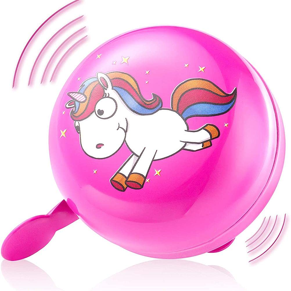 Enkomy Bicycle bell, unicorn car bicycle bell children's bike balance bike bells for boys and girls, pink running unicorn