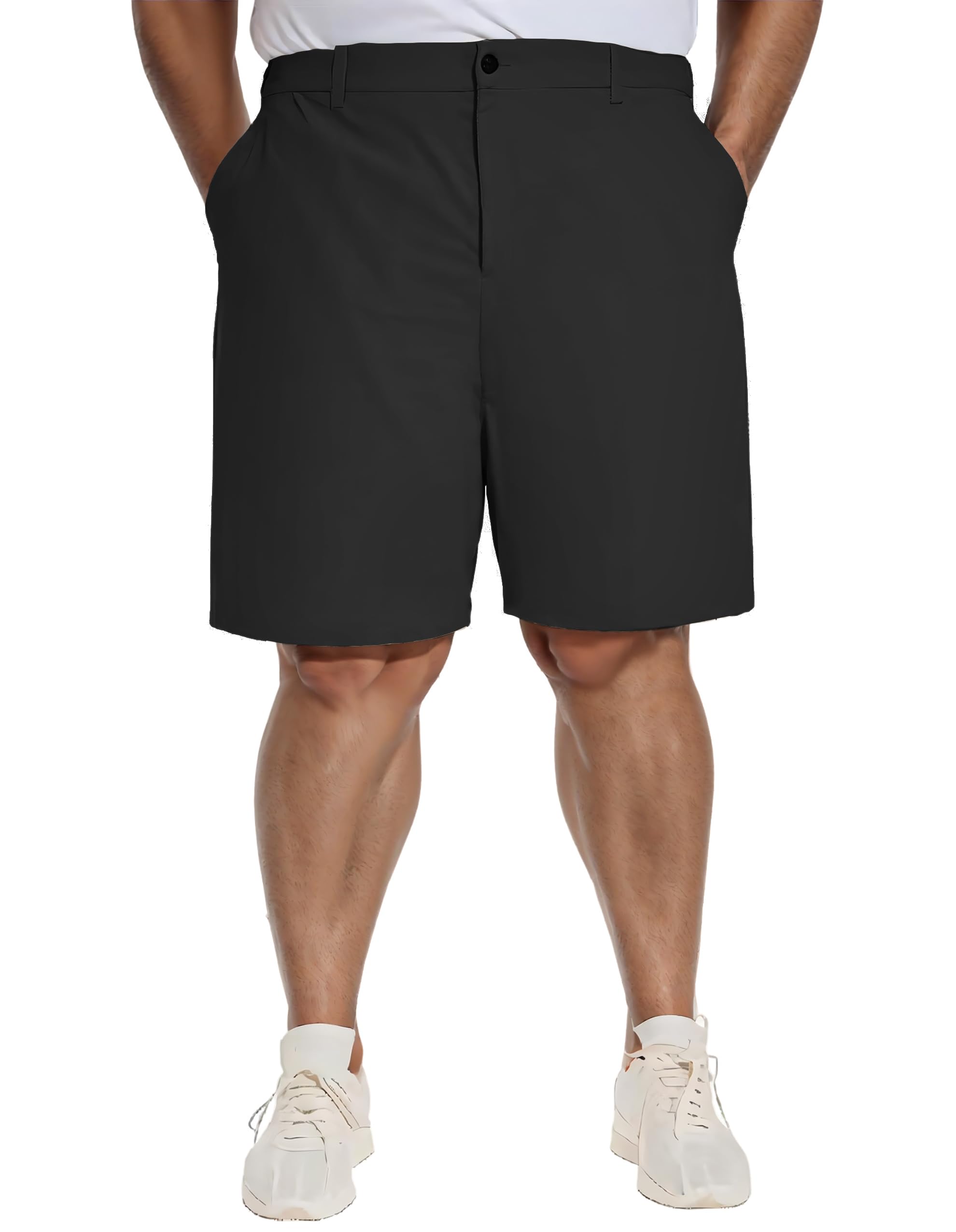 Photo 1 of PULI Mens Big Stretch Golf Shorts 10 Inch Inseam Waterproof Lightweight Breathable Summer Dress Shorts Black 46