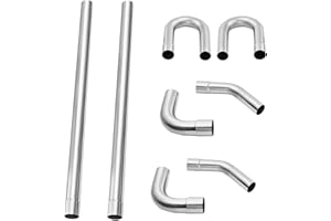 2.5 inch T304 Stainless Steel Exhaust Pipe Kit, DIY Custom Exhaust Tubing Pipe Straight U-Bend 45 & 90 Degree Mandrel Bend, U