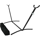 Sunnydaze Brazilian Portable Steel Hammock Stand, Black Finish | 400-Pound Capacity Hammock Hanging Frame, for Outside, Includes a Carrying Case, Powder-Coated FInish