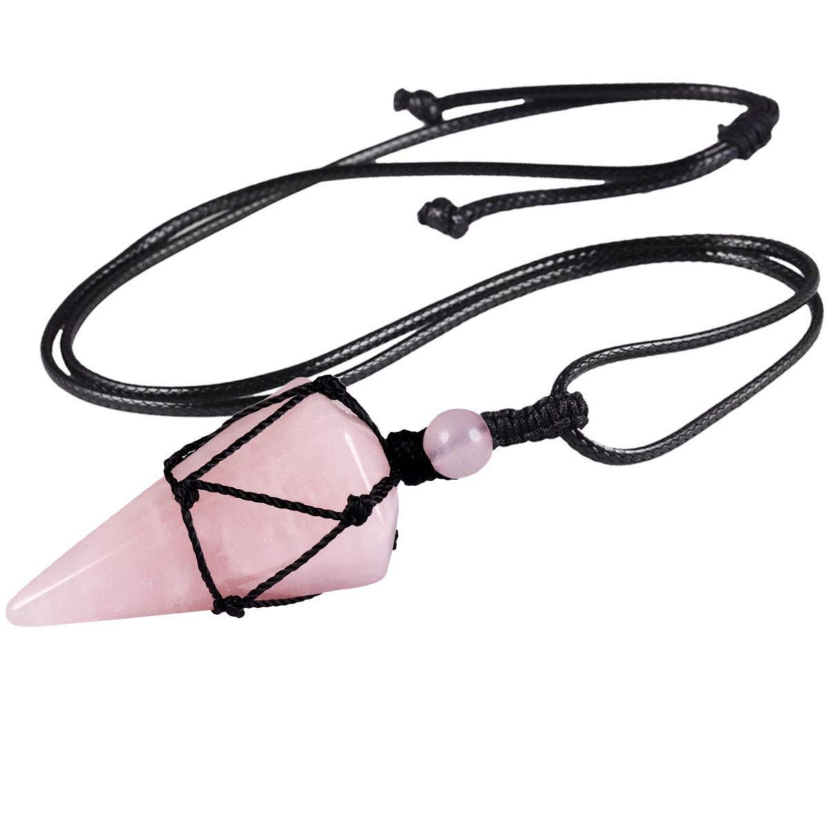 mookaitedecor Natural Rose Quartz Crystal Point Pendant Necklace for Women, Hexagonal Pink Crystal Quartz Necklace Semi Precious Stone Necklace Healing Crystal Reiki Chakra Birthday Jewellery Gift