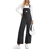 Cicy Bell Womens Corduroy Bib Overalls Casual Adjustable Strap Wide Leg Jumpsuits Baggy Trendy Long Rompers with Pockets