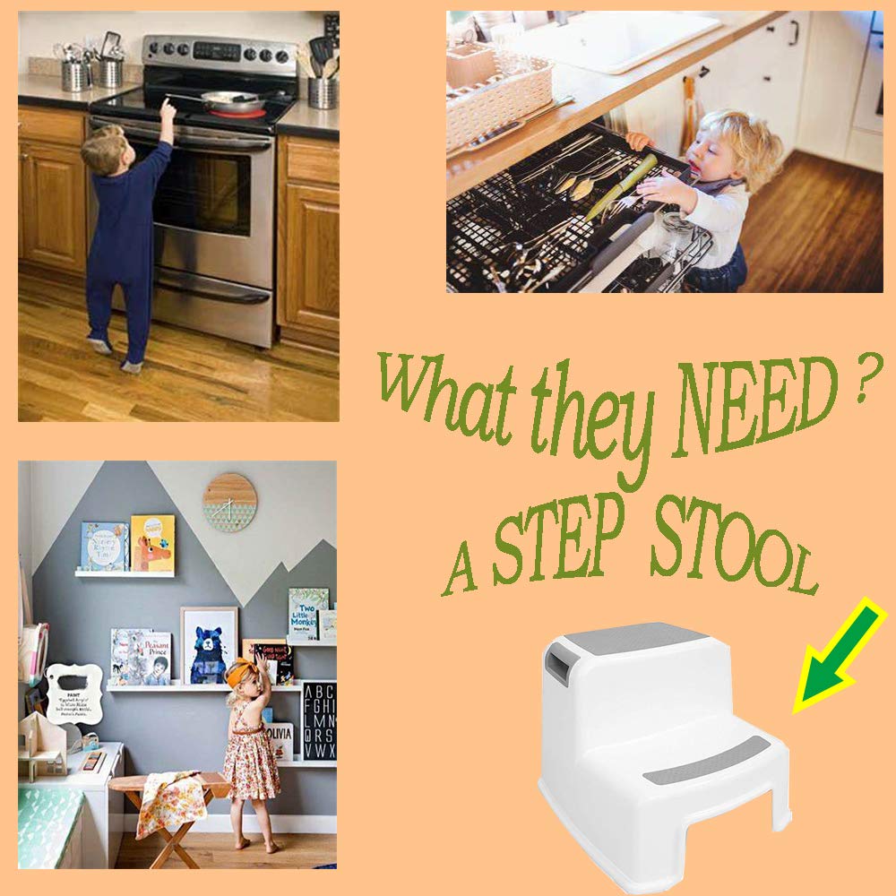 Jinby Toddler Step Stool for Bathroom Safety Bottom as Toilet Stool, BPA Free (Pack 2) : Baby