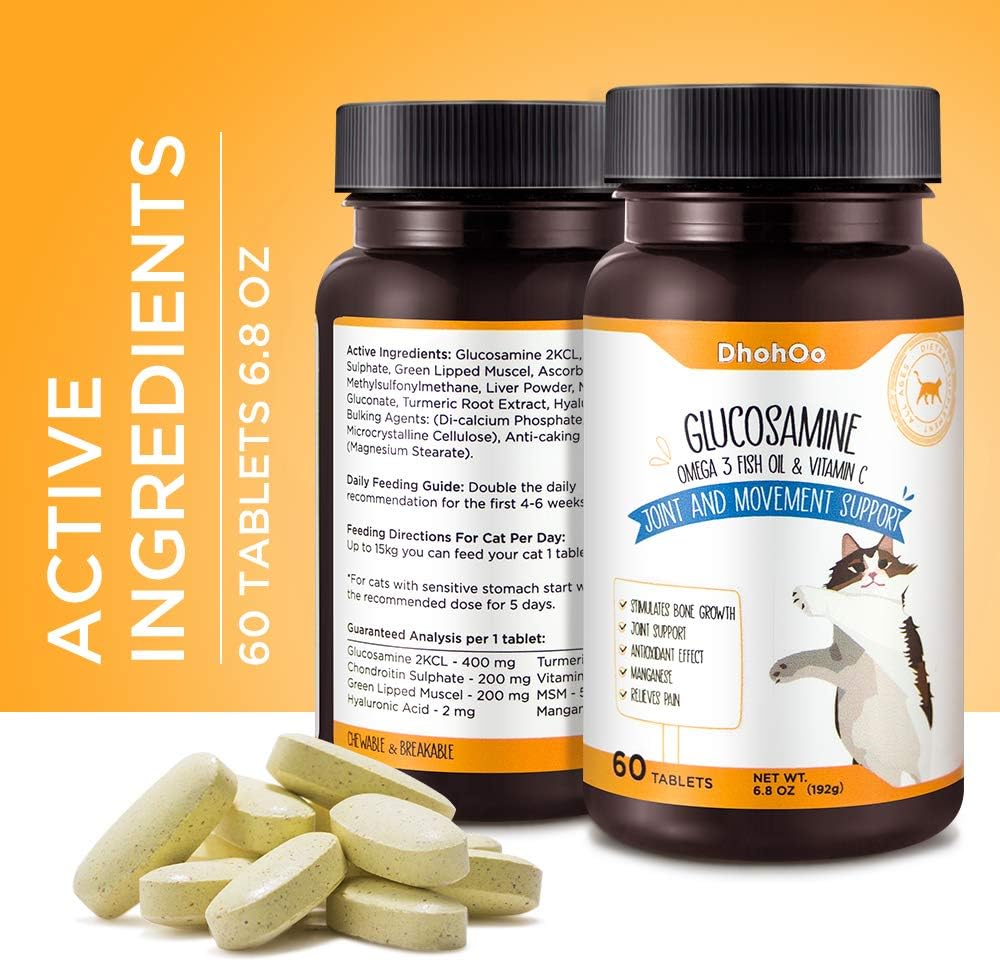 Dhohoo Cat Joint Supplement Plus MSM With Vitamin C, Glucosamine and