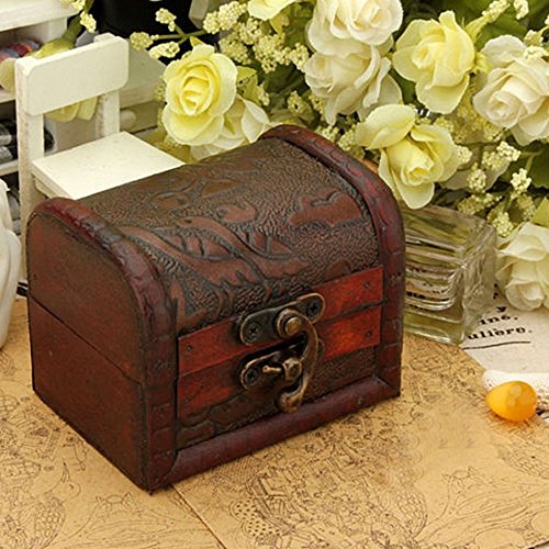 tallahassee Antique Wooden Embossed Flower Pattern Jewelry Box Storage
