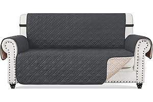 ROSE HOME FASHION RHF Anti-Slip Loveseat Covers for Leather Sofa, Couch Cover, Loveseat Cover for Living Room, Slipcover&Love Seat Couch Covers, Slip-Resistant Couch Cover for Leather Sofa (Loveseat: Dark Grey)