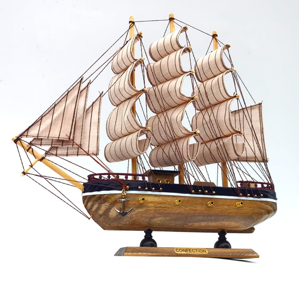 Lizipai Smooth Sailing Boat Model Mediterranean Wooden Boat Furniture Decoration Room Decoration (Main Brown)