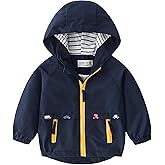 Tiuredx Toddler Boys Windbreaker Jacket Little Boys Hooded Coat Kids Lightweight Zip Hooded Windproof Jacket Casual Outerwear