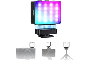 NEEWER Basics Magnetic RGB Camera Auxiliary Light, 1.5W Plastic Small Cold Shoe LED Panel Video Photo Fill Lighting for DSLR 